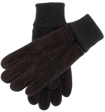 Dents Kendal Men's Fleece Lined Suede Gloves with Knitted Cuffs