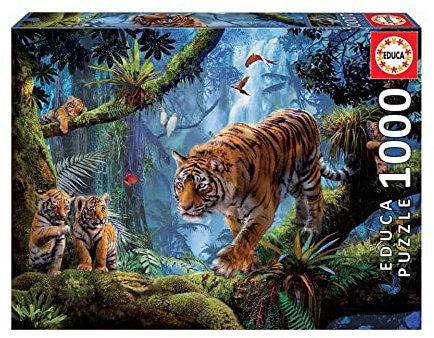 Educa - Puzzle de 1000 pièces pour Adultes | Tigres sûr l'arbre | À partir de 14 Ans (17662)