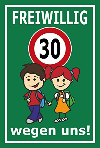 Melis-Folienwerkstatt Aufkleber – Freiwilllig 30 km/h - 15x10cm - S00040-012-G - 20 Varianten