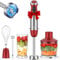 Koios potente robot da cucina 4 in 1 mano frullatore a canna da 500 ml frusta per aste di fissaggio da 500 W e 600 ml bicchiere – rosso