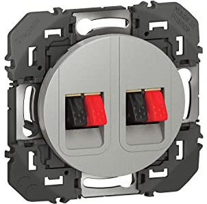 LEGRAND - Prise Murale pour Haut-Parleur dooxie - Permet de Connecter deux Enceintes - Poussettes Automatiques - Fabriqué En France - Alu