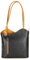 Belli italienische Ledertasche Backpack Classic 2in1 Damen Rucksack Leder Handtasche made in italy Schultertasche - 28x28x8 cm (B x H x T) (Schwarz Cognac Strauss)