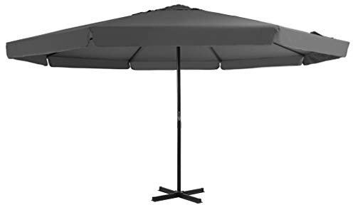 Festnight Sonnenschirm mit Lüftung und Kurbelsystem Marktschirm Balkonschirm Gartenschirm Terrassenschirm Sonnenschutz, Aluminium-Mast Rund Anthrazit 500 x 385 cm