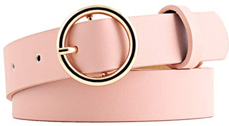 Nureinss Ceinture - En cuir - Avec boucle ronde - 2,6 cm de large - Pour femme - Rose - Taille Unique