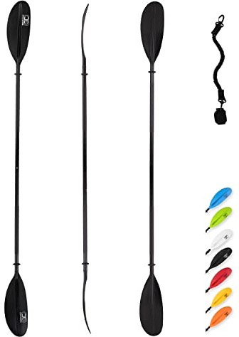 OCEANBROAD Kayak Paddle 90.5in/230cm Alloy Shaft Kayaking Boating Canoeing Oar with Paddle Leash 1 Paddle, Black