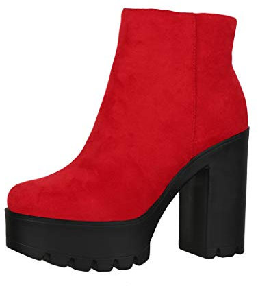 Elara Damen Stiefeletten Chelsea Boots Chunkyrayan HQ115 Red-39