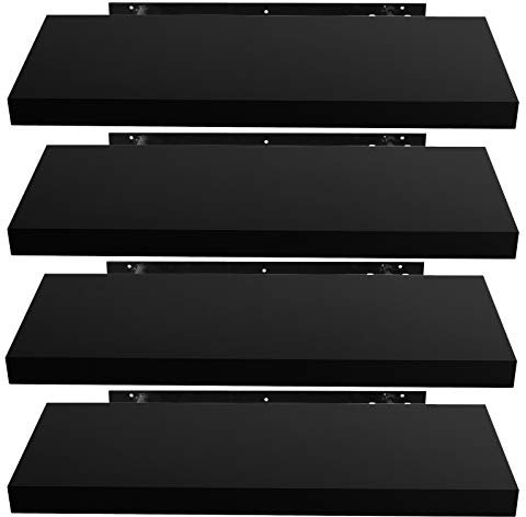 EUGAD Wandregal Schwarz, Regal Wand 4er Set, Wandboard für Wohnzimmer, Küche, Badezimmer, Bücher/DVD/CD/Bilderrahmen/Pflanzen sortieren, 0050QJ-4