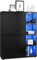 Vladon Highboard Schrank Anrichte Cuba mit 8 Fächern, Made in Germany, Korpus in Schwarz matt/Fronten in Schwarz matt, mit RGB LED Beleuchtung