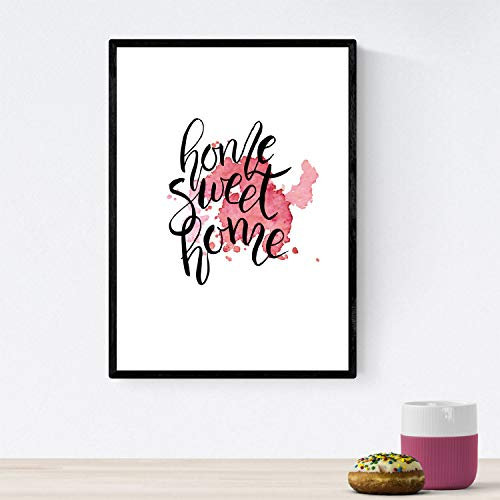 Nacnic Lámina con mensajes felices coloridos.Poster 'Hogar Dulce Hogar' para enmarcar. Tamaño A4 sin marco