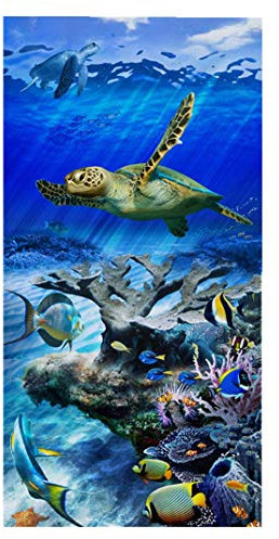Sticker Superb Ocean Square Badetuch Süße Meeresschildkröte Delfin Strandtuch für Mädchen Jungen Kinder Mikrofaser Reise Kompression Dusche Badetücher Erwachsenen (Sea Turtle)