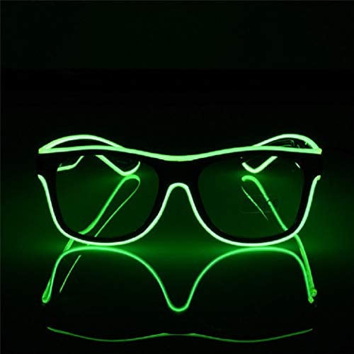 Neon El Wire LED-Brille mit LED-Beleuchtung, klare LED-Standard-Kontrollbox, lustig, erstaunlich, coole Brille, Brille für Weihnachten, Halloween, wilde Party, Tanzball, verrückte Partys, Raves (grün)