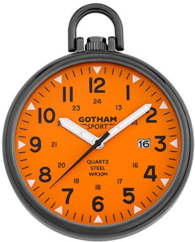 Gotham Men's Sport Series Gunmetal Stainless Steel Analog Quartz Date Pocket Watch # GWC14109BO
