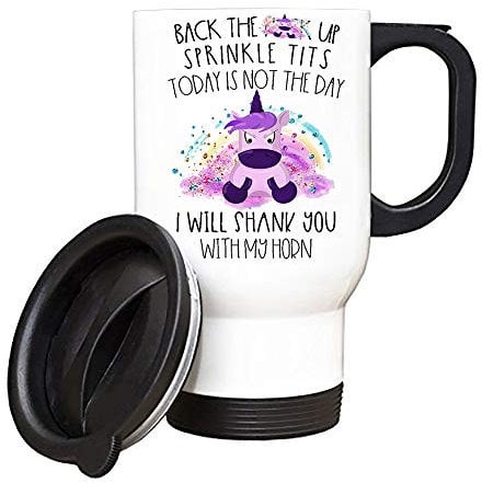 Cussing Unicorn Shank You with My Horn Travel Mug Coffee Mug. (White)