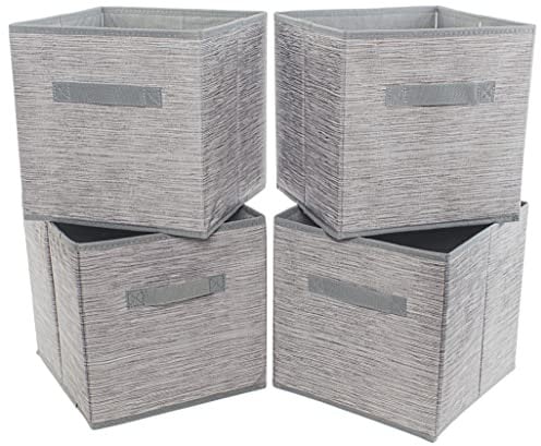 Clay Roberts Storage Cubes, Storage Boxes, Pack of 4, Grey, Fabric Basket Set for Storage Units, 25cm x 25cm x 25cm, Grey Baskets, Boxes, Box, Unit Cubes