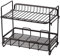 Gaetooely Storage Organizer KüChe Schmiedeeisen Regal, Double Layer GewüRz Lagerregal Desktop Badezimmer Lagerregal Schwarz