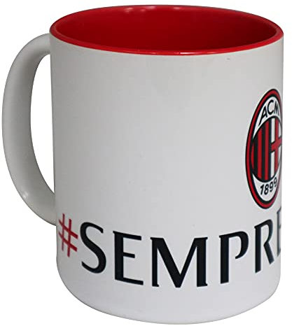 Tazza Milan in ceramica con interno rosso e scritta sempremilan PRODOTTO UFFICIALE