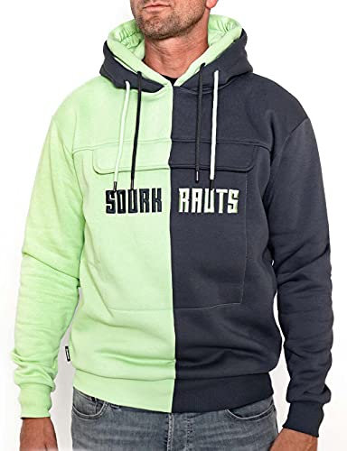 SOURKRAUTS Hoody Harvey | Männer Kapuzenpulli in Grau-Grün Gr. XS