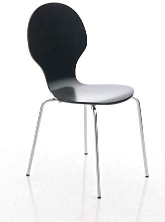 TPFLiving Konferenzstuhl Daggy Stapelbar aus Holz und Robustem Metallgestell | Platzsparender Stapelstuhl mit Ergonomisch Geformter Sitzfläche Farbe: Schwarz