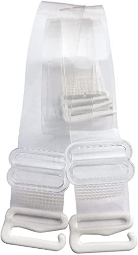 Invisible Clear Elastic Bra Straps Replacement - Metal Hook Transparent & Adjustable, Clear, 12mm