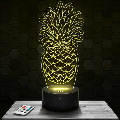 Nachttischlampe - Touch-Nachtlicht Ananas 3D-LED-Lampe Illusion, Geschenkidee Weihnachten Geburtstag Junge und Mädchen Nachttischlampe Kinder- oder Erwachsenenzimmer