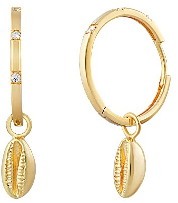 cai Damen Creole 925/- Sterling Silber 3,0cm Glänzend Zirkonia gelb 274210069V
