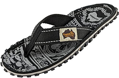 Gumbies Originals - Flip Flops aus recycelten Materialien - profilierte Sohle aus wiederverwerteten Autoreifen, Fußbett aus Canvas-Baumwolle, Baumwoll-Zehensteg - Midnight Black, 50