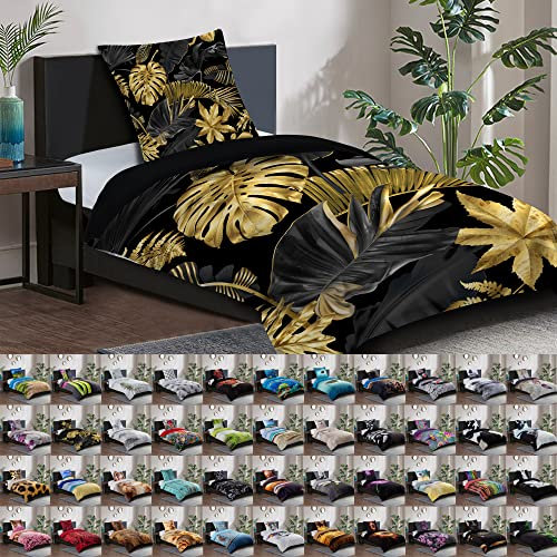 Sanilo® Bettwäsche 135x200 cm, 100% feinste Baumwolle, 2-teilig, Bettbezug, Kissenbezug 80x80cm, Oeko-TEX Zertifiziert (2-teilig 135x200 cm, Golden Leaves)