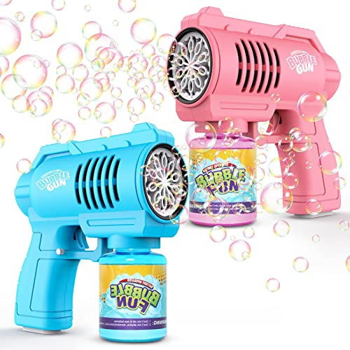 PANAMALAR Panacare 2pcs Pistolets à Bulles,Machine à Bulles Savon Enfants 4000+Bulles/Minute Solution Bulles Savon,Machine Bulles Jouet Bulles Cadeau Enfant/Anniversaire/fête HLLFR-AL2026 Bleu/Rose