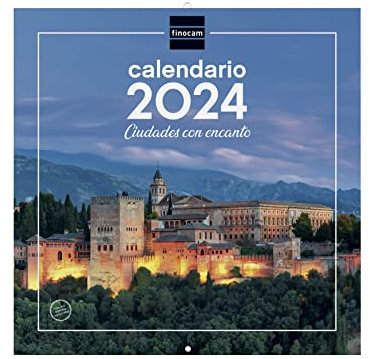 Finocam - Kalender 2024 Wandbilder 30x30 zum Schreiben Januar 2024 - Dezember 2024 (12 Monate) Spanische Städte