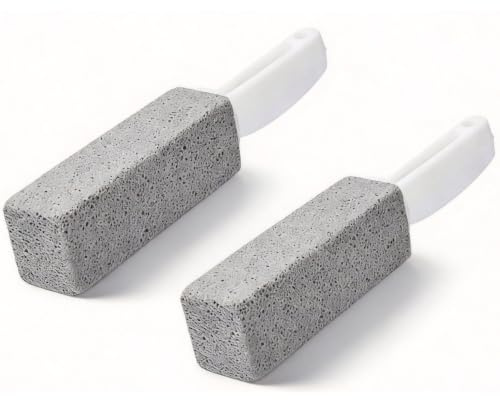 2er-Pack WC-Reiniger aus Stein, Bimsstein Für Die Toilettenreinigung, Kalkentferner Mit Griff, Toilettenschüssel-Reinigerbürste Mit Gebogenem PP-Griff Für Fliesen, Grills