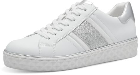 MARCO TOZZI Damen Sneaker flach Vegan Freizeit, Weiß (White Comb), 41 EU