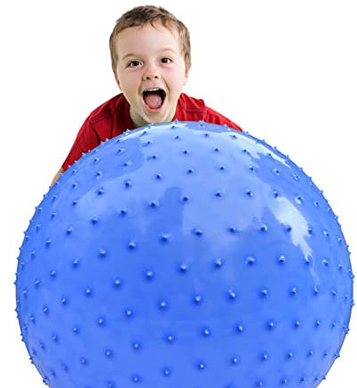 Große sensorische Massagebälle für Kinder 85 cm hüpfende Yoga -Bälle große aufblasbare Trainingskugel mit taktilen Spikes Outdoor -Bällen Spielbälle Strandkugeln (1 Satz Kugeln (Macaron-Blau))