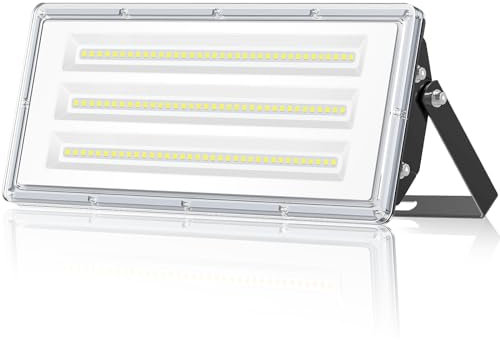 ANNIFUNLY Foco LED Exterior 100W 10000LM, Proyector Luz Fría 6500K, IP67 Impermeable Floodlight Con Controlador Para Jardín, Patios, Garaje