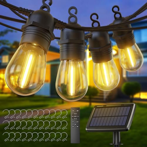 Quntis 31m Lichterkette Außen Solar, 30 IP65 bruchsichere Glühbirnen mit Fernbedienung, Solar-/USB-C-Ladung, Timer Auto-Dimmen, Wasserdichte Solar Lichterkette Outdoor Garten Balkon Terrasse Party Hof