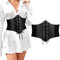 BOZEVON Damen Korsett Gürtel - Schwarz Frauen Tied Waspie Schnürkorsett Gebundener Vintage Elastischen Taille Breiten Band für Tägliches Tragen Cosplay Halloween Kostüm, 73cm