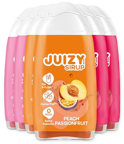 JUIZY WOW Sirup Zuckerfrei | 6 x 65ml Mixed - Bis 72L Natürlicher Getränkesirup | Zero Kalorien | Vegan 6er Bundle - Pink Grapefruit, Cherry Lemon, Peach Passionfruit | More - Sodastream kompatibel