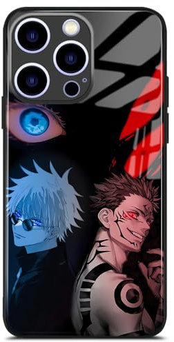 HWLHJJ Satoru Gojo vs. Sukuna Jjk Schwarze Anime-Silikon-Schutzhülle - Premium TPU-Telefonabdeckung im Manga-Stil für iPhone 14 Pro