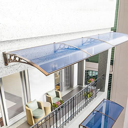 Outdoor Awning for Porch, 3M Wide Door Canopies Exterior Window Waterproof Shield with 3 Clear Panels, Rain Shelter Stretch Out 0.6 0.8 M (Color : Blue, Size : 300 x 80cm (118.1 x 31.5))