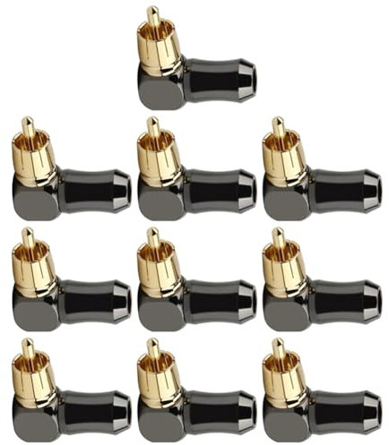 Simpls 10 PièCes Connecteur RCA Prise Audio Mâle Connecteur de Borne de Haut-Parleur Coudé à Angle Droit de 90 DegréS pour Souder Le Câble VidéO