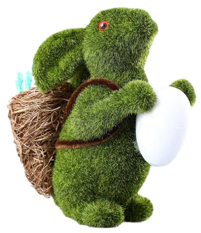 Harz Osterhase | Mooshase Gartendeko | Osterhase Gartenornament, Kunstrasen Gras Hase beflockt Tier Figur Ornament Ostern Moos Kaninchen Statue für Ostern Garten Dekoration