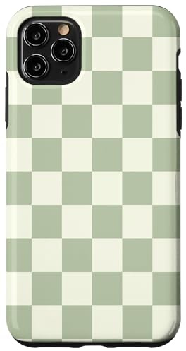 Classic Checkered Checker Checkerboard Light Sage Green Case for iPhone 11 Pro Max