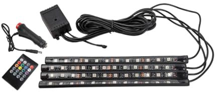 Strisce LED per Interni Auto RGB 8 Colori con Telecomando, Reattive alla Musica, Adesivo Forte, Tubo Flessibile, Chip LED ad Alta Luminosità, Resistenza ad Alte Temperature