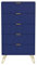 UEV Kommode mit 5 Schublanden, 60 x 34 x 110cm, Aufbewahrungskommode, Modern Schrank, Highboard, Sideboard mit Schubladen, Schmal kommode, Schrank für Wohnzimmer Schlafzimmer,Flur(Dunkel Blau)