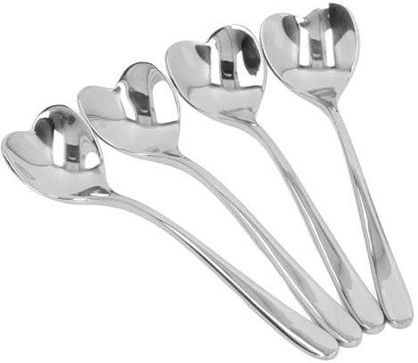 Tiiyee Heart Shaped Spoons, Cute Spoon for Tea Dessert Sugar Stirring Cafes Coffee Stainless Steel Cafe Spoons Ice Cream Teaspoon for Use Small Cake