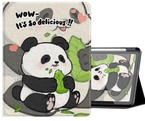 F-Panda Marble Floral Case for iPad Air 11 Inch, Slim Lightweight Book Style Clear Back Cover with Pencil Holder