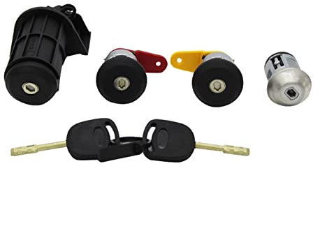 Vuzmode Juego de Cerradura Completo, Interruptor de Encendido, Cerradura de Puerta Izquierda y Derecha, Cerradura de Maletero, for Ford, KA, Fiesta, Courier Escort Cilindro de Cerradura de Puerta con