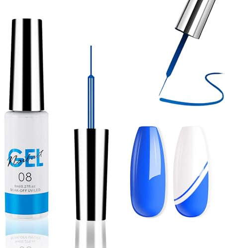 Blauer Gel Nagellack Liner, Gellack für Nägel für French Nail Art, UV Gellack Polish für Nail Design, Feiner Liner Gel Soak Off UV LED Nagellack für Frauen DIY Salon (Blau, 8ml)
