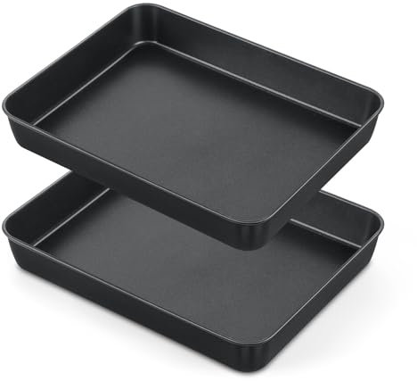 Onader Antihaft Backblech, Edelstahl Auflaufform Backform 2er Set, Tiefes Ofenblech Kuchenform für Brownies, Lasagne, Auflauf, Gesund & Leicht zu reinigen - 31,8 x 24,8 x 5 cm