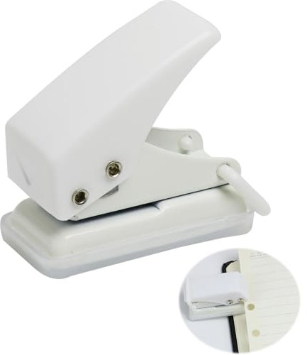 Mini Einzellocher, Locher aus Metall Mini-Locher, Locher für Ordner, Für Home Student Office Schule und DIY Projekte, Souvenirbücher, Lesezeichenordner (Weiß)