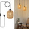 WILON 2 Stück Vintage Hängelampe mit Stecker, Lampenschirm Boho, Rattan Lampe mit 4.5M Kabel, E27 Pendelleuchte mit Schalter, Esstischlampe Hängend, Hängeleuchte für Wohnzimmer Schlafzimmer